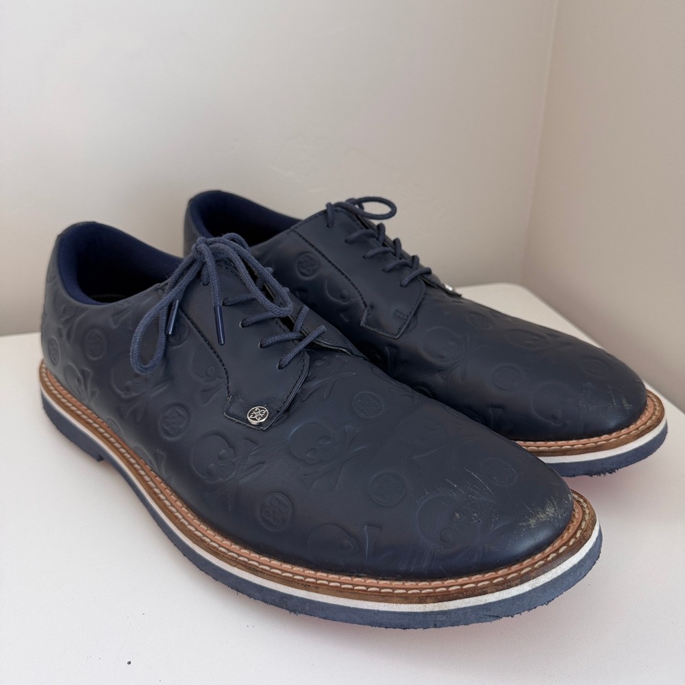 G/FORE Gallivanter Golf Shoes Mens 13 Blue Debossed Skull & Ts Monogram Leather